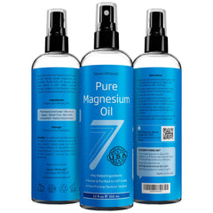 Seven Minerals Pure Magnesium Oil Spray, Big 12oz, USP Grade, Extra Strength, for Feet, Sleep, Muscle Pain & Cramps - Mined in The USA