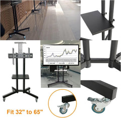 Mobile TV Stand Rolling TV Cart for 32-65 Inch,Height Adjustable Floor TV Stand,Lockable Wheels&Removable Shelf for LCD LED 4K Flat Curved TV,110 lbs,Max VESA 600x400mm,180x76x56cm,Black