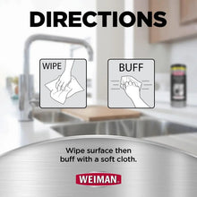 Weiman stainless steel cleaning wipes directions: wipe surface then buff