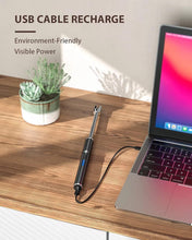 Black arc lighter with USB charging cable, with blue LED indicator on the handle