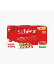Schesir Complete & Balanced Nutrition Cat Wet Food in Jelly – Tuna with Shrimp, 6×50g