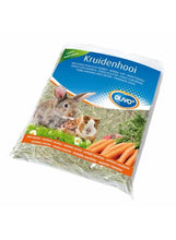 Duvo+ herbal hay with carrot pet food bag, 500g, transparent pouch