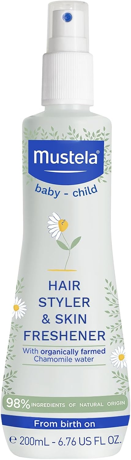 Mustela Baby Hair Styler & Skin Freshener - Natural Avocado & Chamomile Water - Vegan & Hypoallergenic - 200ml