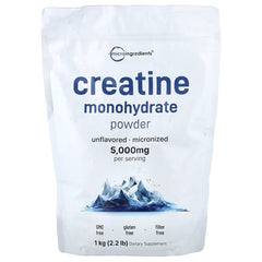 Micro Ingredients, Creatine Monohydrate Powder, Unflavoured, 2.2 lb (1 kg)