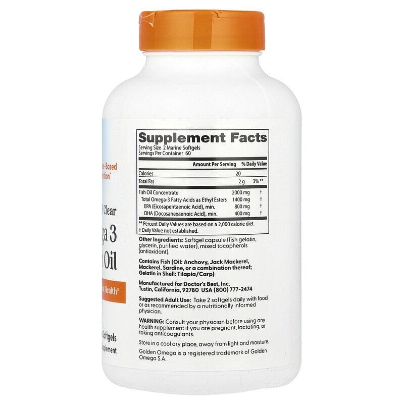 Omega 3 fish oil supplement bottle with orange cap and Supplement Facts panel