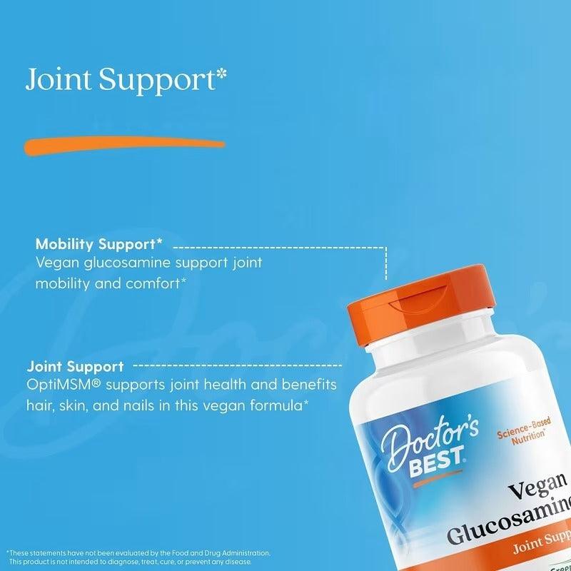 Vegan glucosamine supplement bottle with orange cap and white label