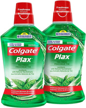 Colgate Plax Fresh Tea alcohol-free mouthwash, two green bottles, 500 ml