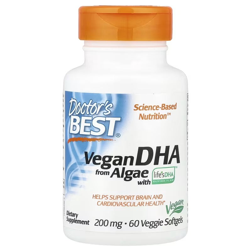 Doctor's Best, Vegan DHA from Algae with Life's DHA™, 200 mg, 60 Veggie Softgels