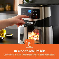 Geepas 9.2L Digital Air Fryer with Vortex – Family-Sized 9-in-1 Convection Air Fryer with LED Touchscreen, 60 Minutes Timer & Non-Stick Basket – Oil Free Toaster Oven | 2 Years Warranty
