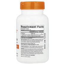 L-Arginine bilayer tablet supplement bottle back label with Supplement Facts
