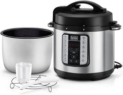 Black & Decker 1000W 6L Electric Pressure Cooker 7in1, With 12 Smart Programs 9 Safety Features Dishwasher Safe with Accessories, For Quick and Easy Meals PCP1000-B5 2 Years Warranty