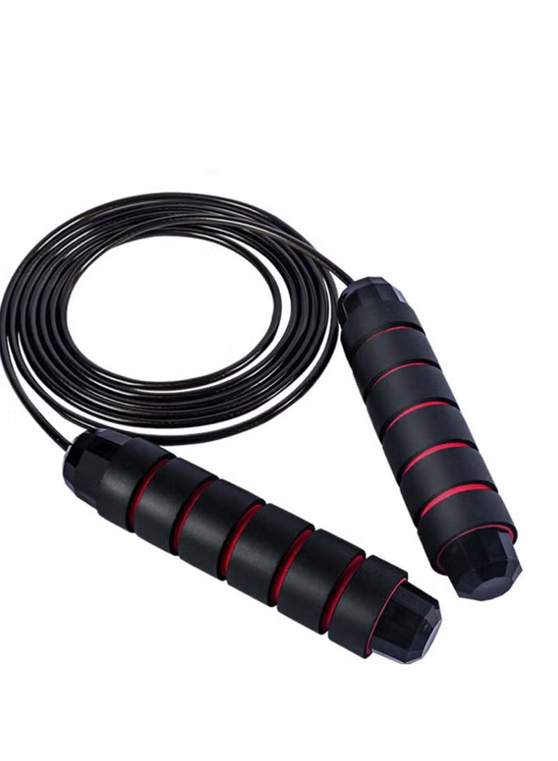 Black and Red Steel Wire Bearing Skipping Rope for Fitness Yoga Weight Loss and Home Training