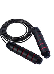 Black and Red Steel Wire Bearing Skipping Rope for Fitness Yoga Weight Loss and Home Training