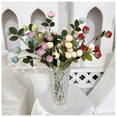 7 Blossoms Lifelike Artificial Roses in Champagne – Perfect Home Decor