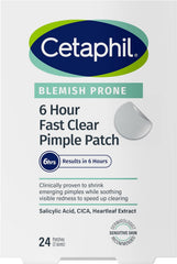 Cetaphil Blemish Prone Skin 6 Hour Fast Clear Pimple Patches | Soothing | Salicylic Acid, CICA & Heartleaf Extract | 24 Patches - 2 Sizes | Dermatologist Recommended