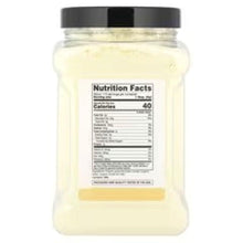 Butter powder jar with black lid, Nutrition Facts label on back