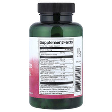 Supplement bottle with Supplement Facts label, black cap, green glass