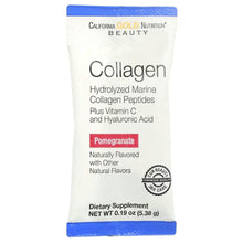 Collagen peptides supplement packet, pomegranate flavor with vitamin C and hyaluronic acid