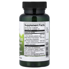 Supplement bottle with Supplement Facts label, dark green plastic and black cap