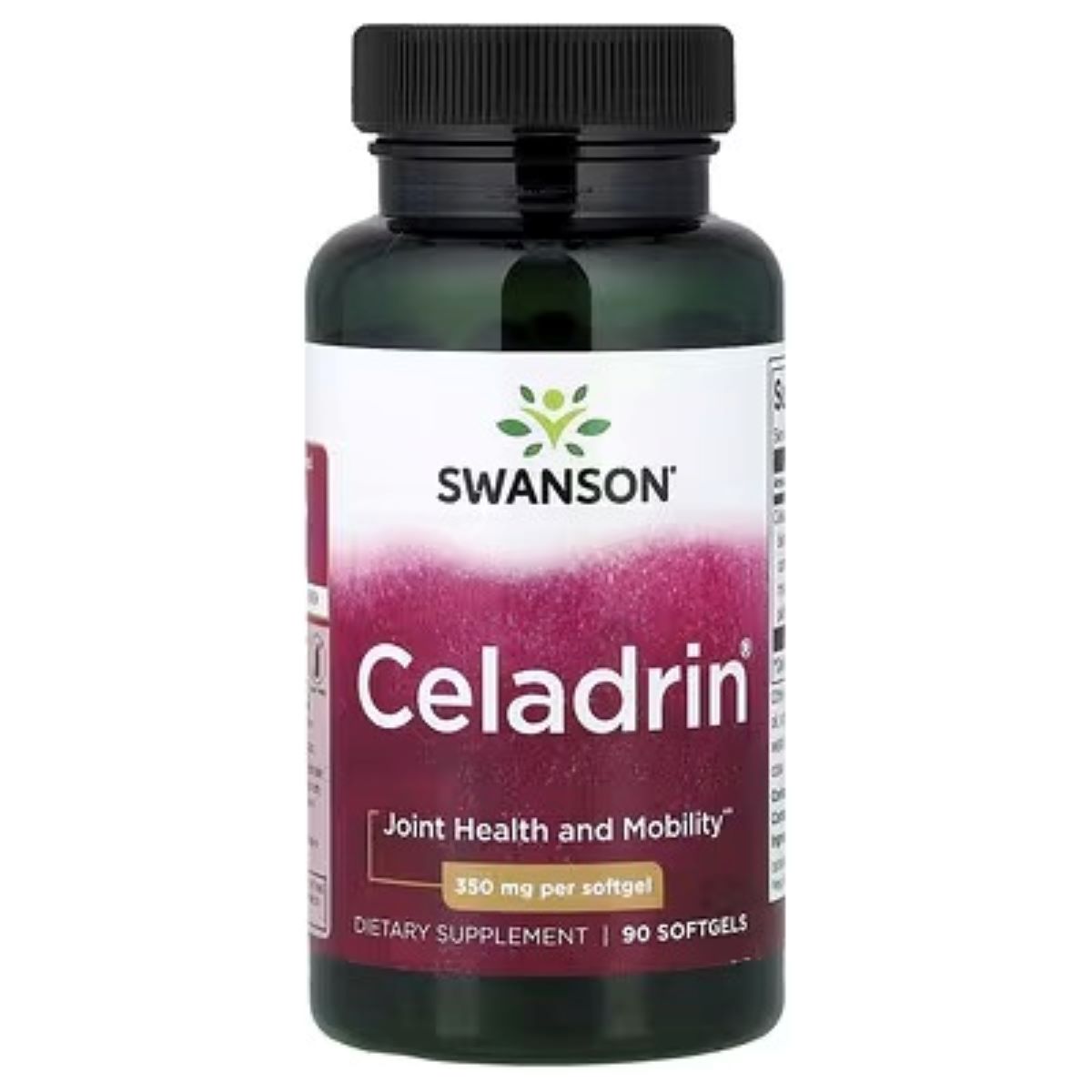 Swanson Celadrin jar, black cap, front label for Joint Health and Mobility softgels