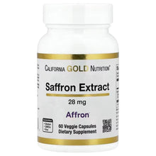 Saffron Extract supplement bottle with Affron label, 60 veggie capsules.
