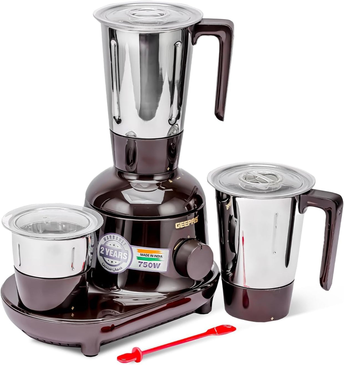 Geepas 3 in 1 Mixer Grinder, 750W Powerful Grinder, GSB44086 Stainless Steel Jars & Blades 3 Speed, Safety Twist Lock Perfect for Dry & Wet Fine Grinding, Black