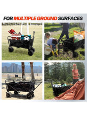 Folding Wagon Foldable Camping Cart Heavy Duty Utility Beach Wagon Cart Large Capacity Foldable Grocery Wagon for Garden Outdoor Sports Camping Picnic