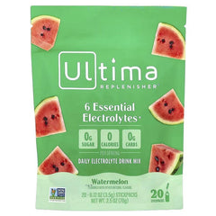 Ultima Replenisher, 6 Essential Electrolytes, Daily Electrolyte Drink Mix, Watermelon, 20 Stickpacks, 3.5 g (0.12 oz) Each