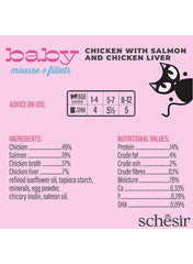 Schesir Baby Cat Can Multipack Mousse & Fillets - Chicken With Salmon & Chicken Liver 165g (3 Cans x55g)