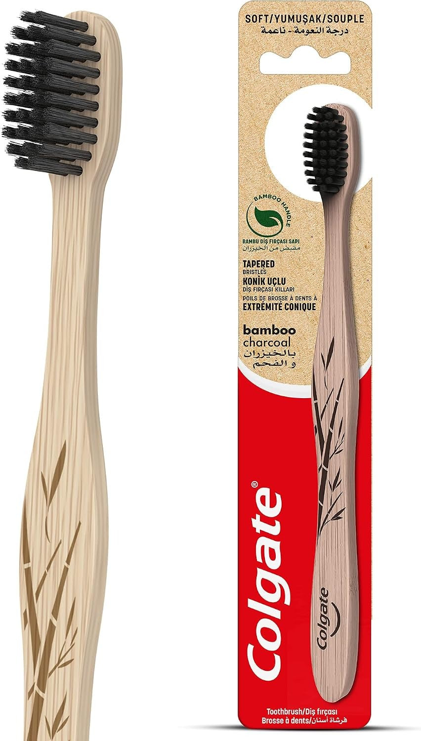 Colgate Toothbrush Bamboo Charcoal Black, Soft Toothbrush, 1 Pack