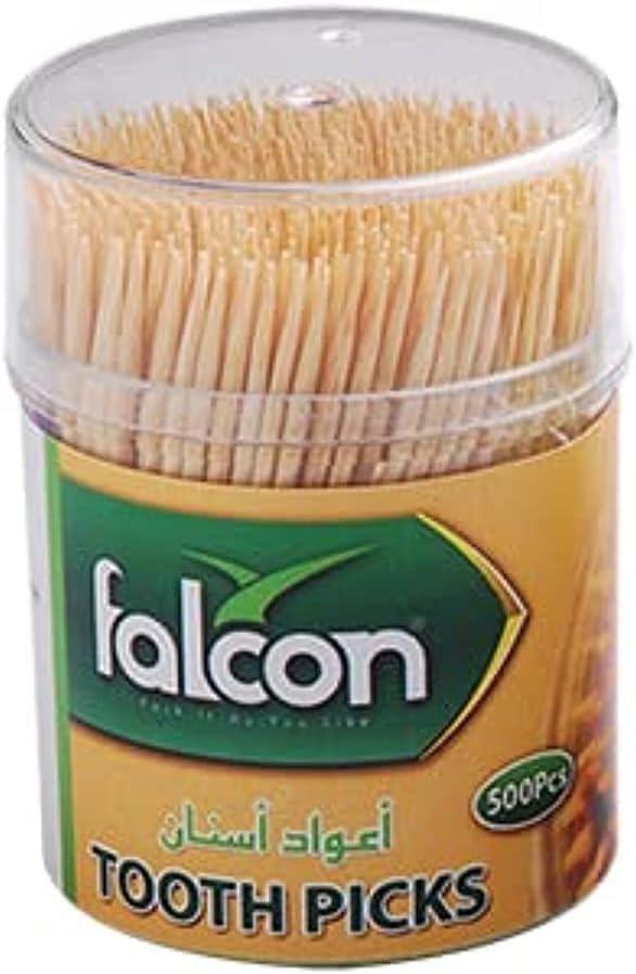 Falcon bamboo toothpicks jar with 500-count toothpicks visible