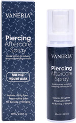 VANERIA Piercing Aftercare Spray bottle and box, fine-mist wound wash, 60 mL