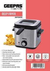 Geepas 1.5 ltrs Deep Fryer with Viewing Window, GDF36016, 2 Years Warranty