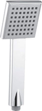 Single-function handheld shower head with chrome finish and square spray face