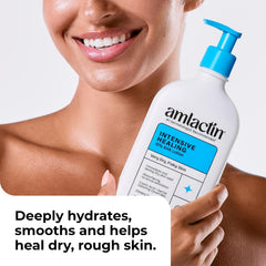 AmLactin Intensive Healing Body Lotion for Dry Skin, 7.9 oz Pump Bottle, 2-in-1 Exfoliator and Moisturizer with Ceramides and 15% Lactic Acid for 24-Hour Relief from Dry Skin (Packaging May Vary)