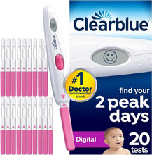 Clearblue digital ovulation test kit with pink handle and digital display, 20 tests