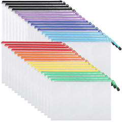 EOOUT 32pcs Mesh Zipper Pouch Bags, Mesh Bags with Zipper, Zipper Pouch for Organizing, Letter Size, A4 Size, for Office Supplies, Puzzles