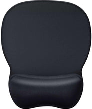 Black gel wrist rest mouse pad with rounded cushion and soft top surface