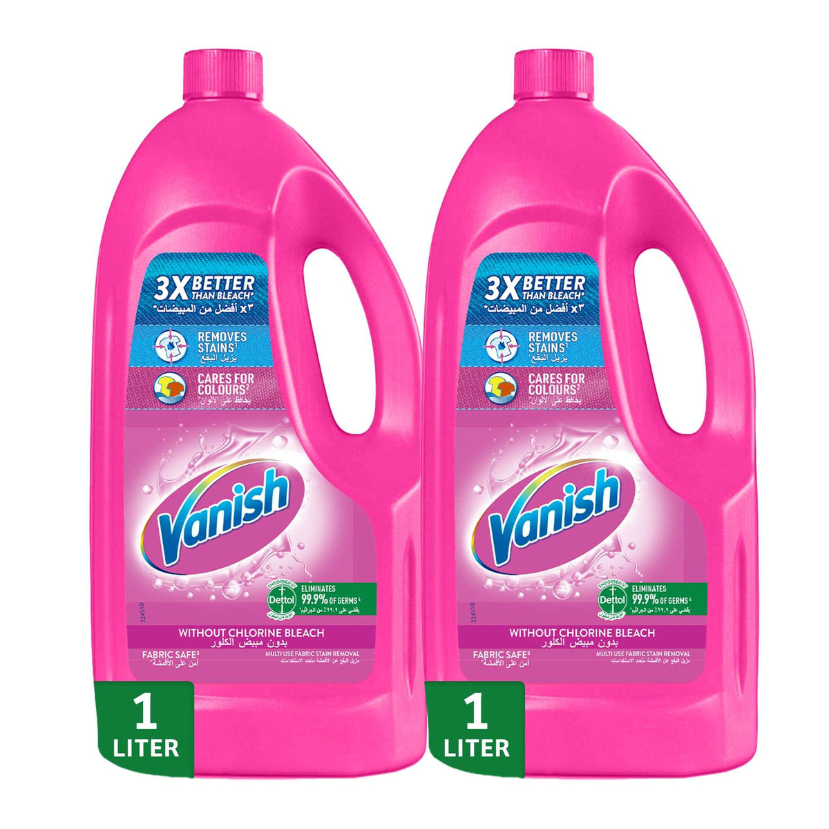 Vanish Laundry Stain Remover Liquid for Whites, can be used with or without detergents and additives, (Set of 2 bottles, total 2 liters)