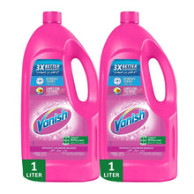 Laundry stain remover liquid bottles, pink, set of 2 with 1 liter markers