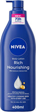 NIVEA Rich Nourishing body lotion bottle with pump, 72h moisture, hyaluron, 400ml