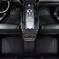 4-Piece Premium Rubber Floor Mat for Cars, SUVs and Trucks, All Weather Protection, Universal Trim to Fit, Black