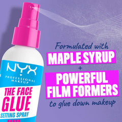 NYX Professional Makeup The Face Glue Setting Spray, Makeup Setting Spray, Upto 24 Hours Makeup Wear, Light-Weight & Long- wear, Transfer-Resistant & Waterproof, 60 ml