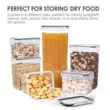 Assorted-size clear plastic airtight dry food storage containers with snap lids