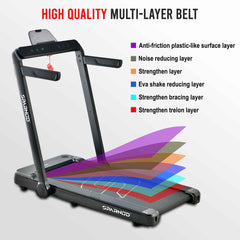 Cinta de correr Sparnod Fitness STH-3060 / STH-3040, ultradelgada, plegable 2 en 1 para uso doméstico. La almohadilla para caminar debajo del escritorio cabe debajo de la cama o el sofá. No requiere instalación. Motor de 4 HP de potencia máxima.