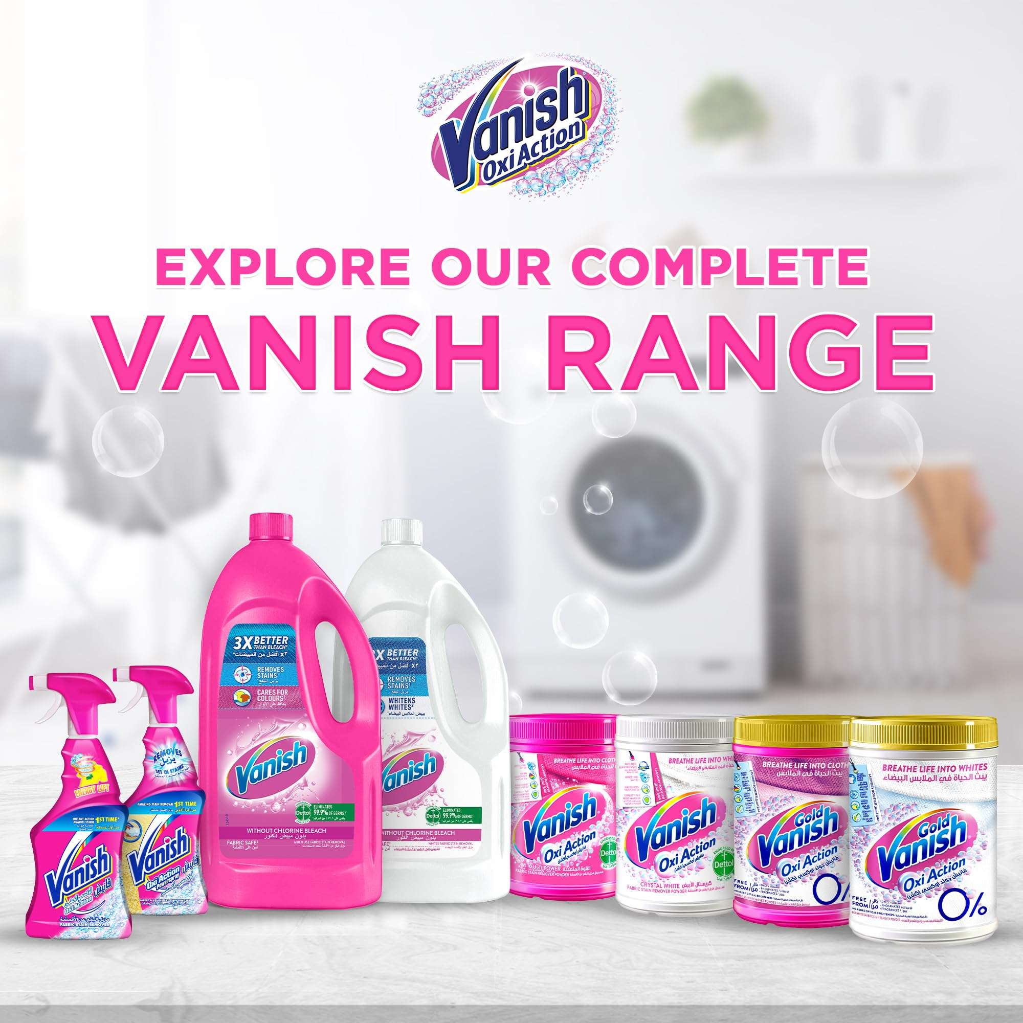 Vanish Laundry Stain Remover Liquid for Whites, can be used with or without detergents and additives, (Set of 2 bottles, total 2 liters)