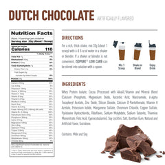 Isopure Low Carb Whey Protein Isolate Powder with Vitamin C & Zinc for Immune Support, 25g Protein, & Keto Friendly - Dutch Chocolate 1 LB, 14 Servings (454 G)
