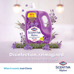 Clorox Scentiva Disinfectant Floor Cleaner 4.5L, Tuscan Lavender, Kills 99.9% of Viruses and Bacteria, Bleach Free