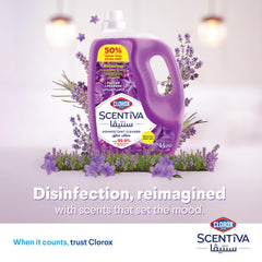 Limpiador desinfectante para pisos Clorox Scentiva de 4,5 l, lavanda toscana, elimina el 99,9 % de virus y bacterias, sin lejía.