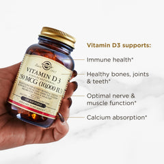 Solgar Vitamin D3 (Cholecalciferol) 250 mcg (10,000 IU) | 120 Softgels | Supports Healthy Bones, Teeth & Immune System | Non-GMO, Gluten, Wheat & Dairy Free | Promotes Tissue Health